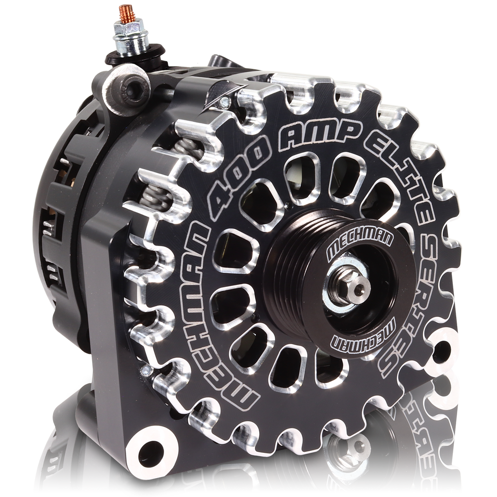 400A large case BILLET hairpin alternator for 2001-2007 GM truck 6.6l Diesel - side output stud - Black