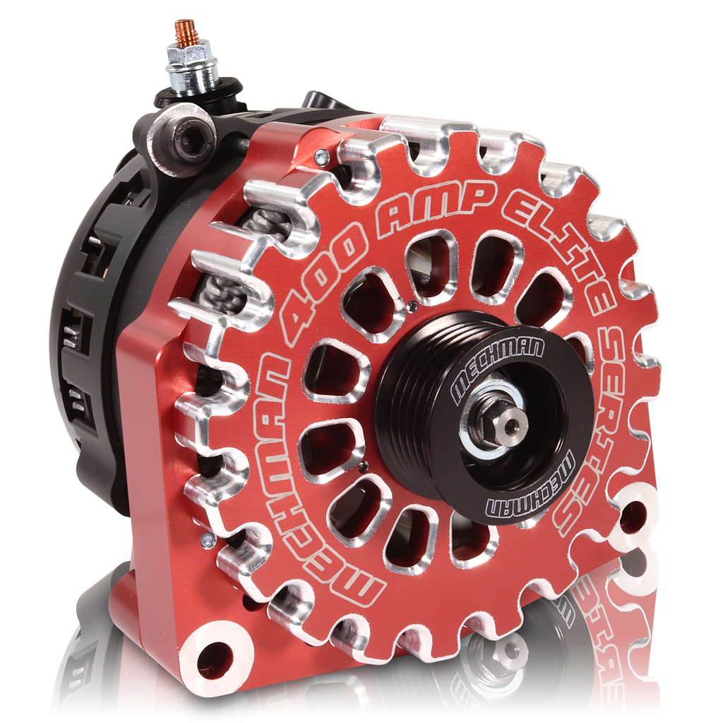 400A large case BILLET hairpin alternator for 2001-2007 GM truck 6.6l Diesel - side output stud - RED