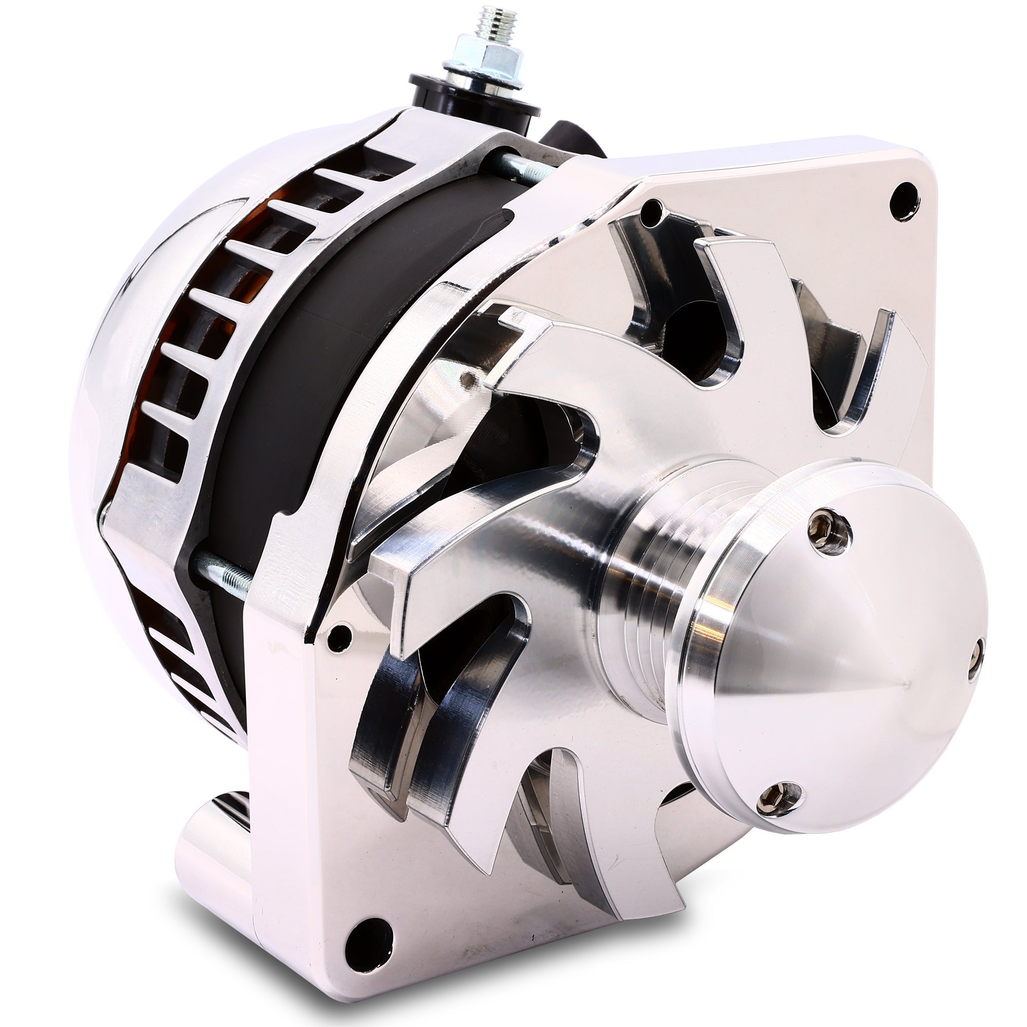 320 amp GM one wire alternator (12SI bolt pattern) with March Pulley /Fan - Polished