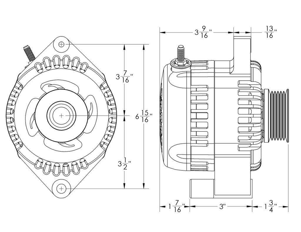 S Series Billet 240A racing alt - 6/12 Ford 6S  - Machined