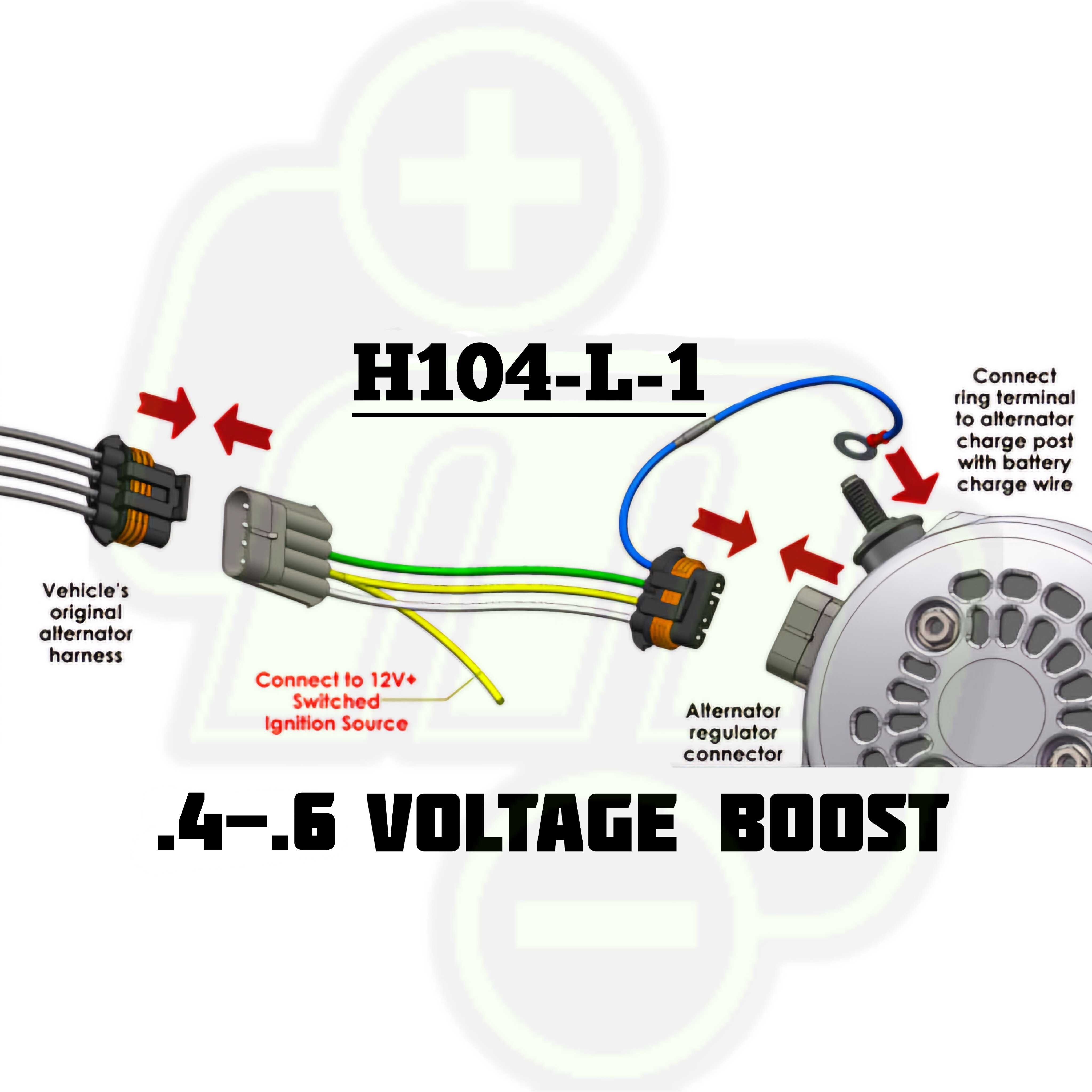 H104-L-1 Voltage boost harness for 1996-2004 GM trucks with HALF a volt increase for Lithium batteries
