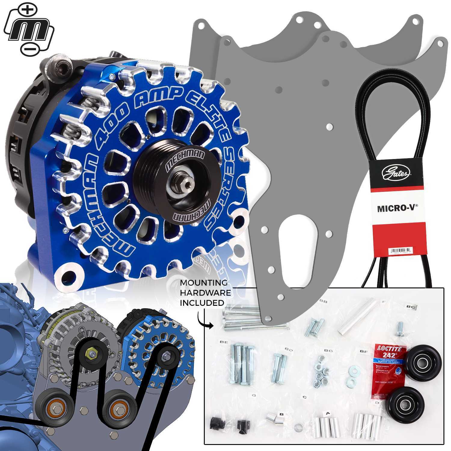 Mechman 400 Amp Dark Blue Dual Alternator Kit for 1999 - 2013 GM Trucks