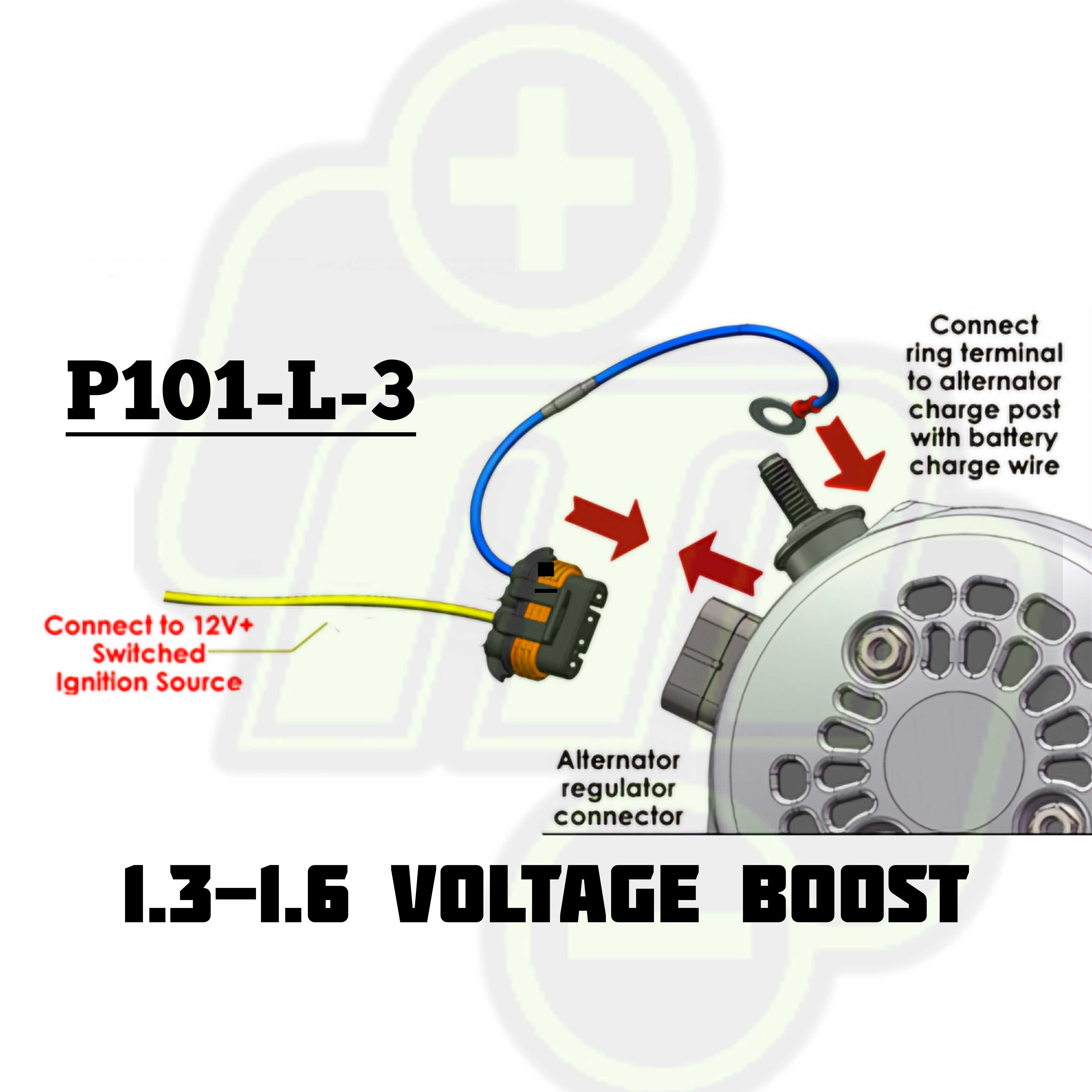 P101-L-3 Voltage boost harness for GM 4 pin regulators for a 1.5 volt increase for Lithium batteries