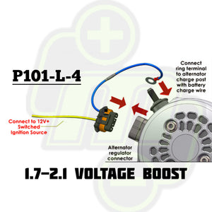 P101-L-4 Voltage boost harness for GM 4 pin regulators for a 2 volt increase for Lithium or 14-volt AGM batteries
