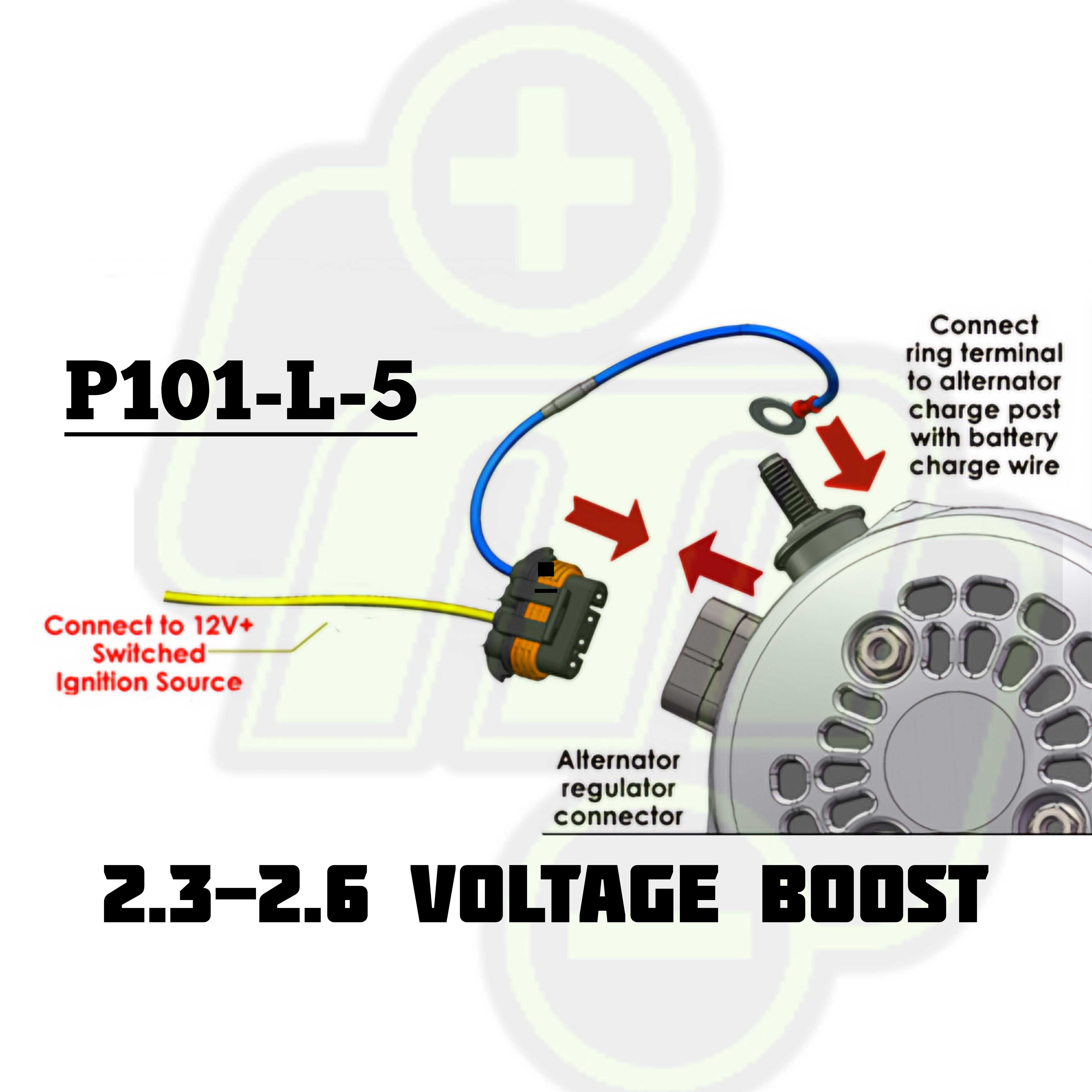 P101-L-5 Voltage boost harness for GM 4 pin regulators for a 2.5 volt increase for Lithium or 14-volt AGM batteries