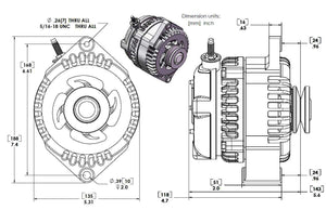 REVERSE ROTATION Marine 170-amp high output alternator for Ski / Wake Board Boats with 12SI 6.61 inch bolt pattern - V-Belt Pulley