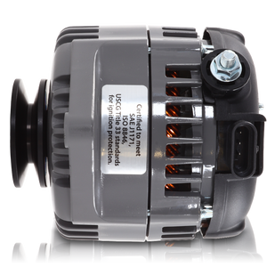 REVERSE ROTATION Marine 170-amp high output alternator for Ski / Wake Board Boats with 12SI 6.61 inch bolt pattern - V-Belt Pulley