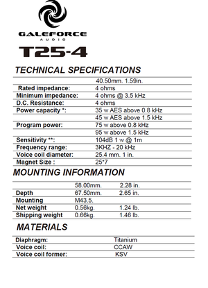 T25 Super Tweeter - 4 Ohm