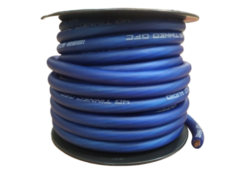 Full Tilt 4 Gauge Blue 50' Tinned OFC Oxygen Free Copper Power/Ground Cable/Wire