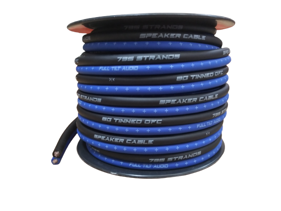 Full Tilt 8 Gauge Blue/Black 50' Tinned OFC Oxygen Free Copper Power/Ground Cable/Wire