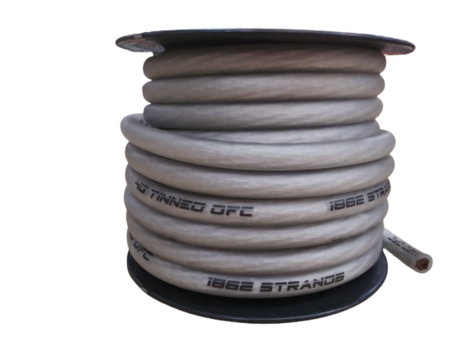 Full Tilt 4 Gauge Clear 50' Tinned OFC Oxygen Free Copper Power/Ground Cable/Wire